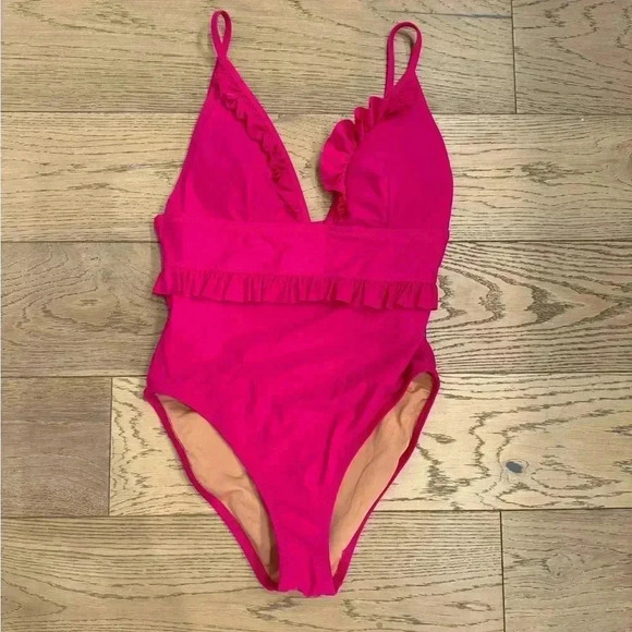 J Crew Plunge One Piece Swimsuit Pink Size 8 - Picture 1 of 4